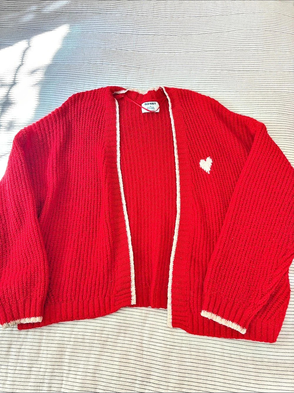 Old Navy Open-Front Cardigan Sweater Red & White